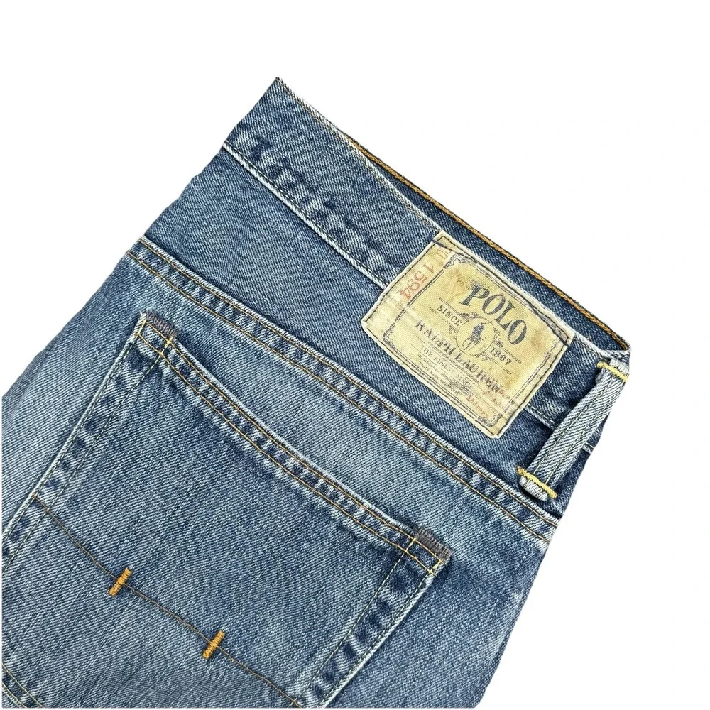 Polo Ralph Lauren Jeans Men 38x32 Blue Straight Leg‎ Denim Vintage Y2K